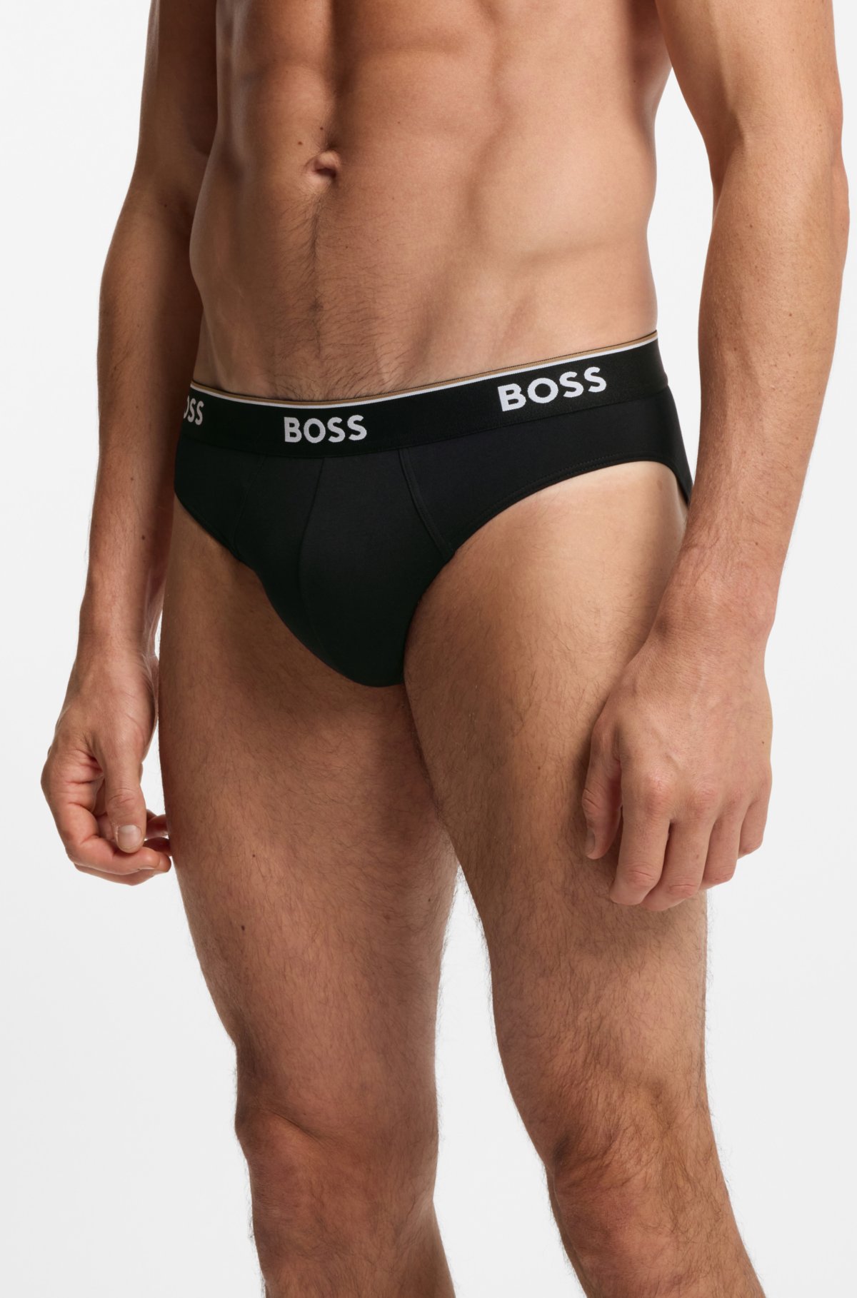 Conjunto de três cuecas com cintura com logotipo em algodão elástico