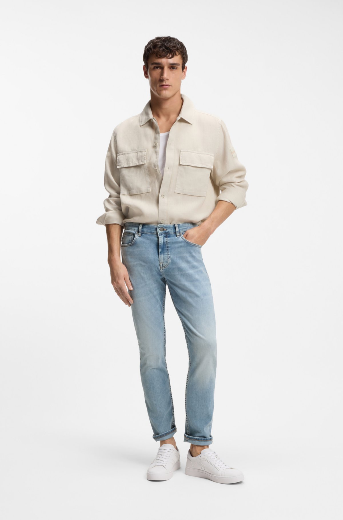 Calças jeans slim-fit Delaware em denim azul soft-motion