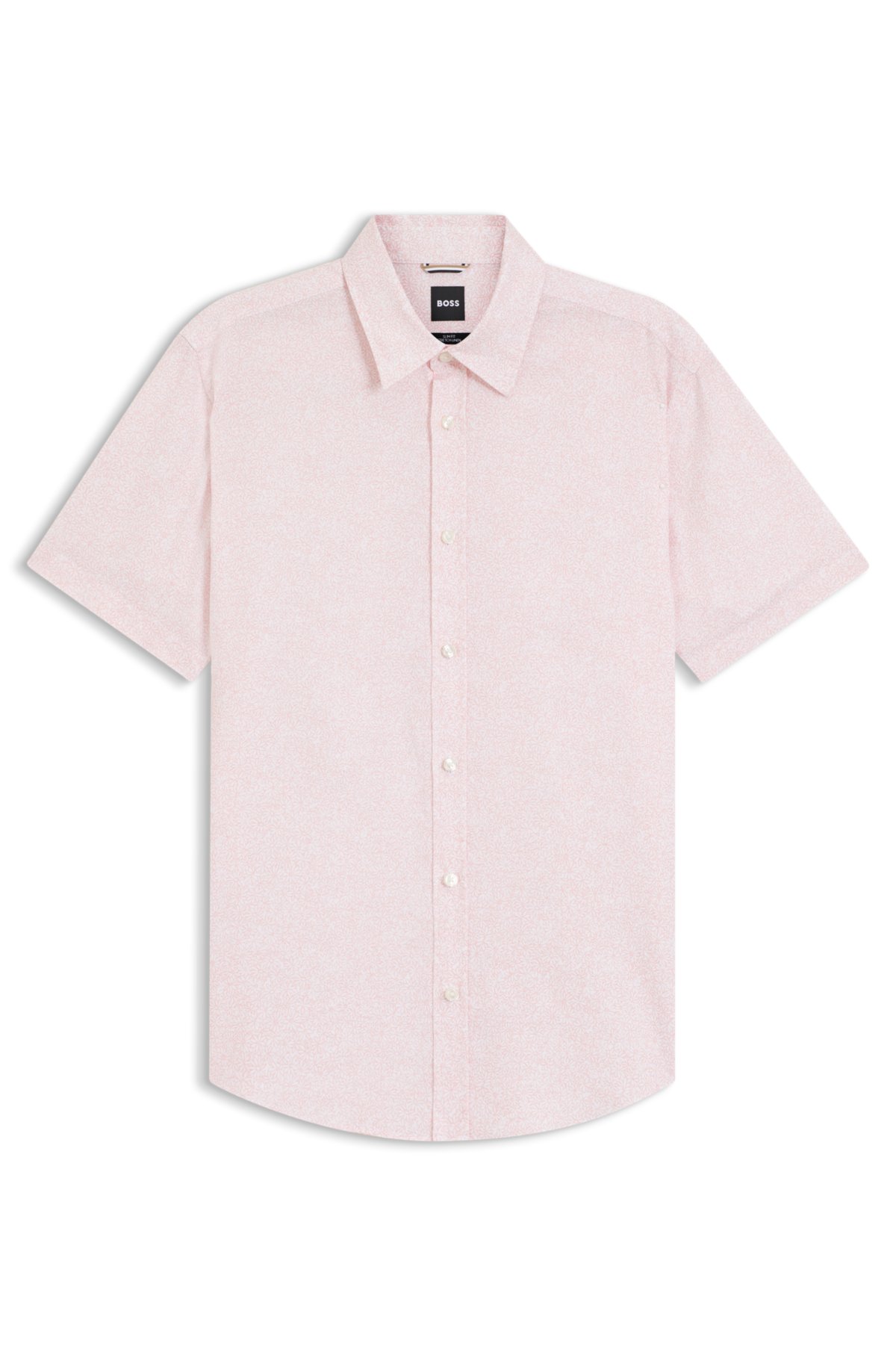 Camisa justa com estampa floral em linho elástico