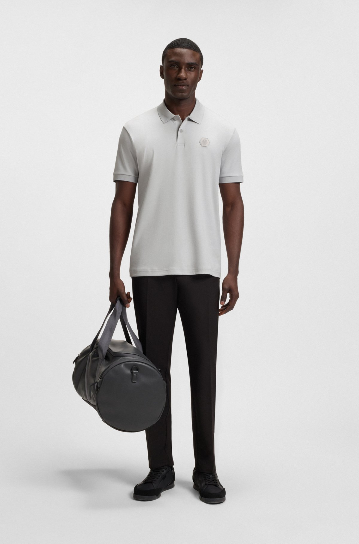 Camiseta de polo de algodão Pima com monograma Double B