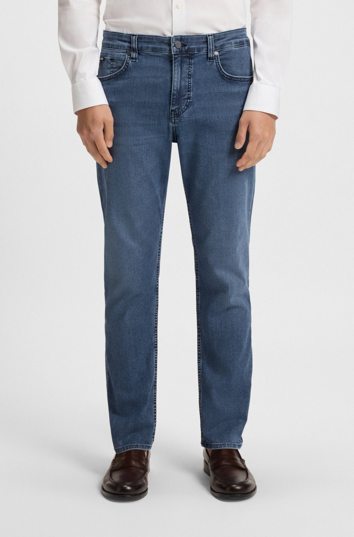 Calças jeans masculinas Maine blue, corte regular, em denim de desempenho
