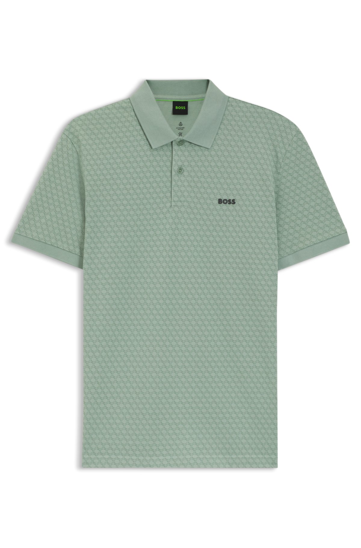 Camiseta polo estampada em piqué de algodão