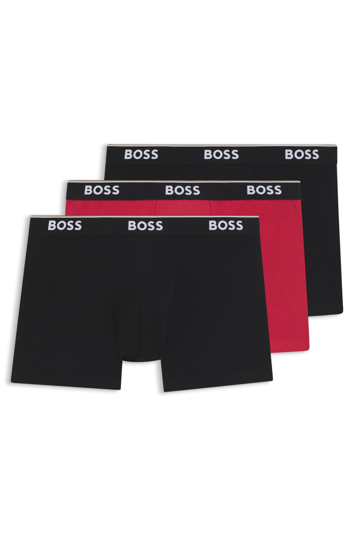 Conjunto de três cuecas boxer com cintura com logotipo