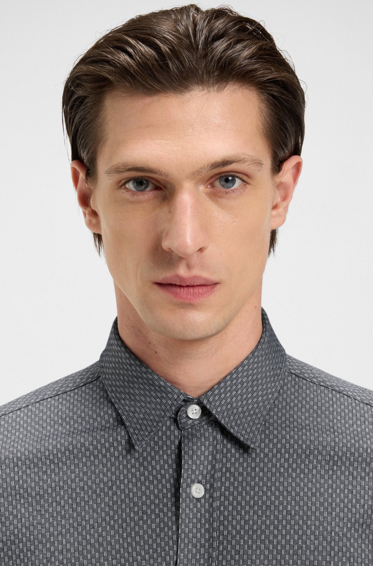 Camisa slim-fit em jacquard de algodão