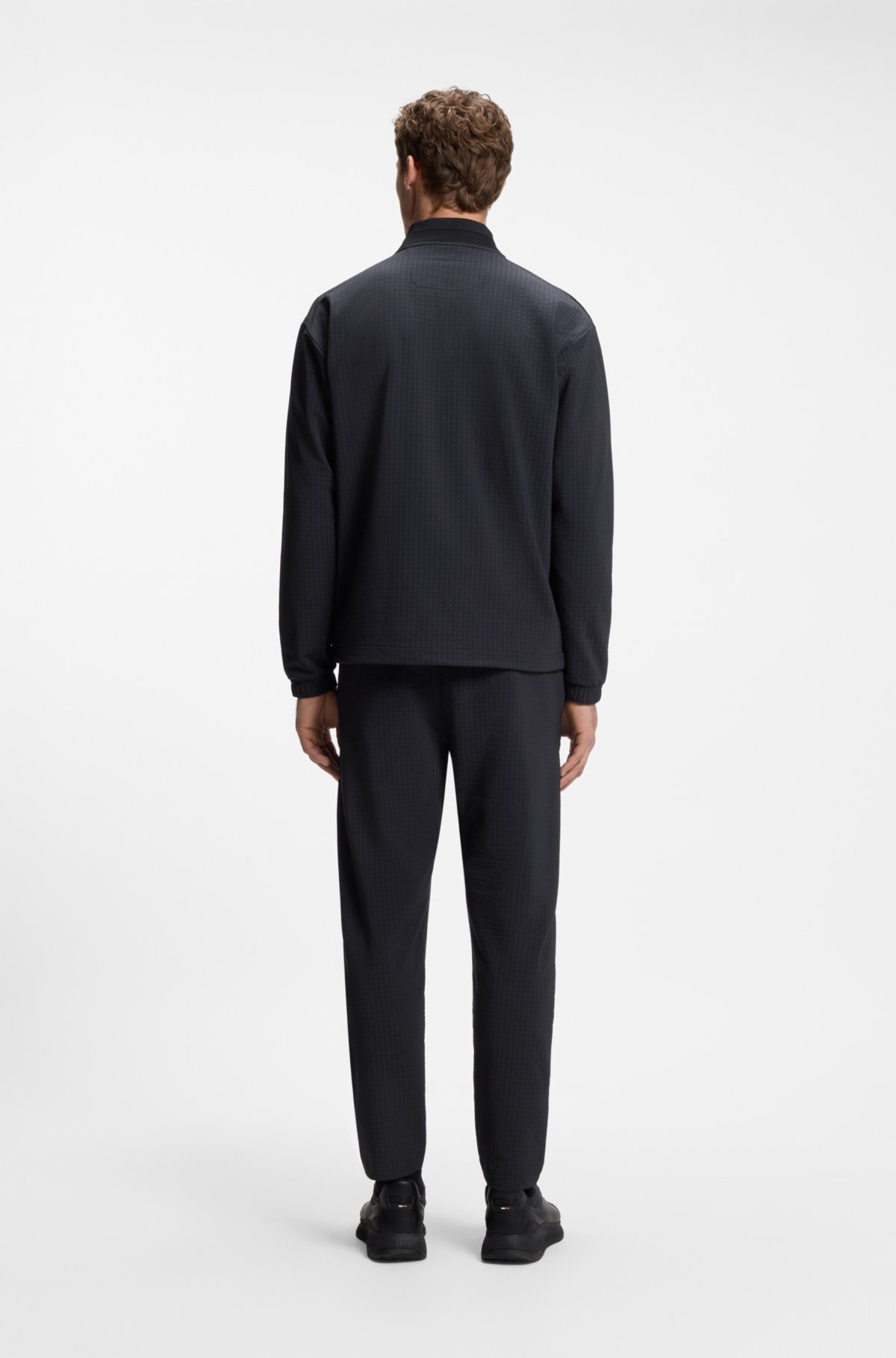 Sweatshirt com zíper e moldura com estrutura waffle