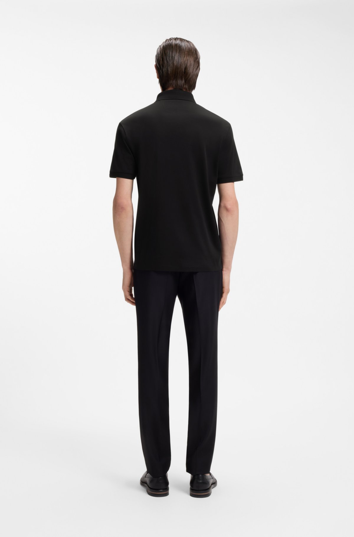 Camiseta polo com corte regular em algodão italiano mercerizado