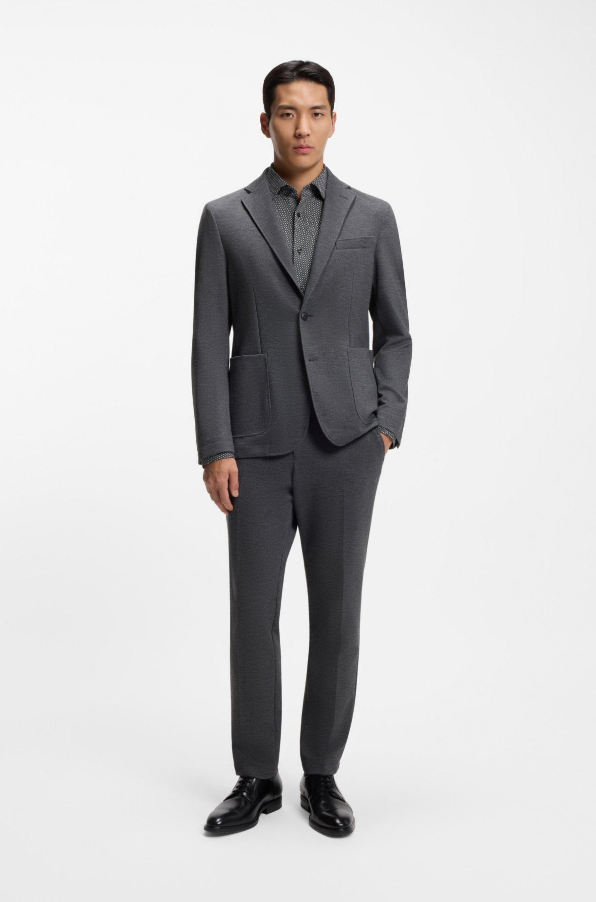 Camisa slim-fit em tecido elástico de alta performance feito na Itália