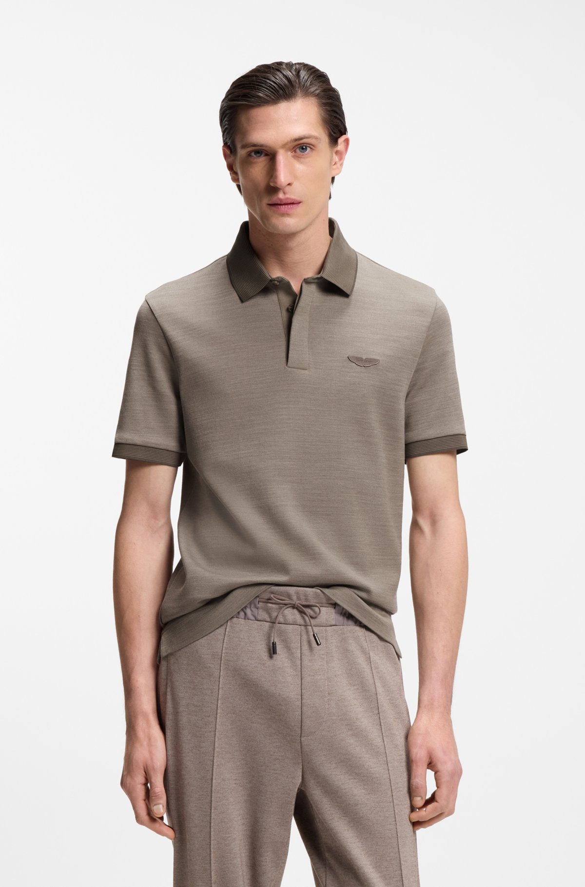 Camisola BOSS x ASTON MARTIN em piqué de algodão e lã