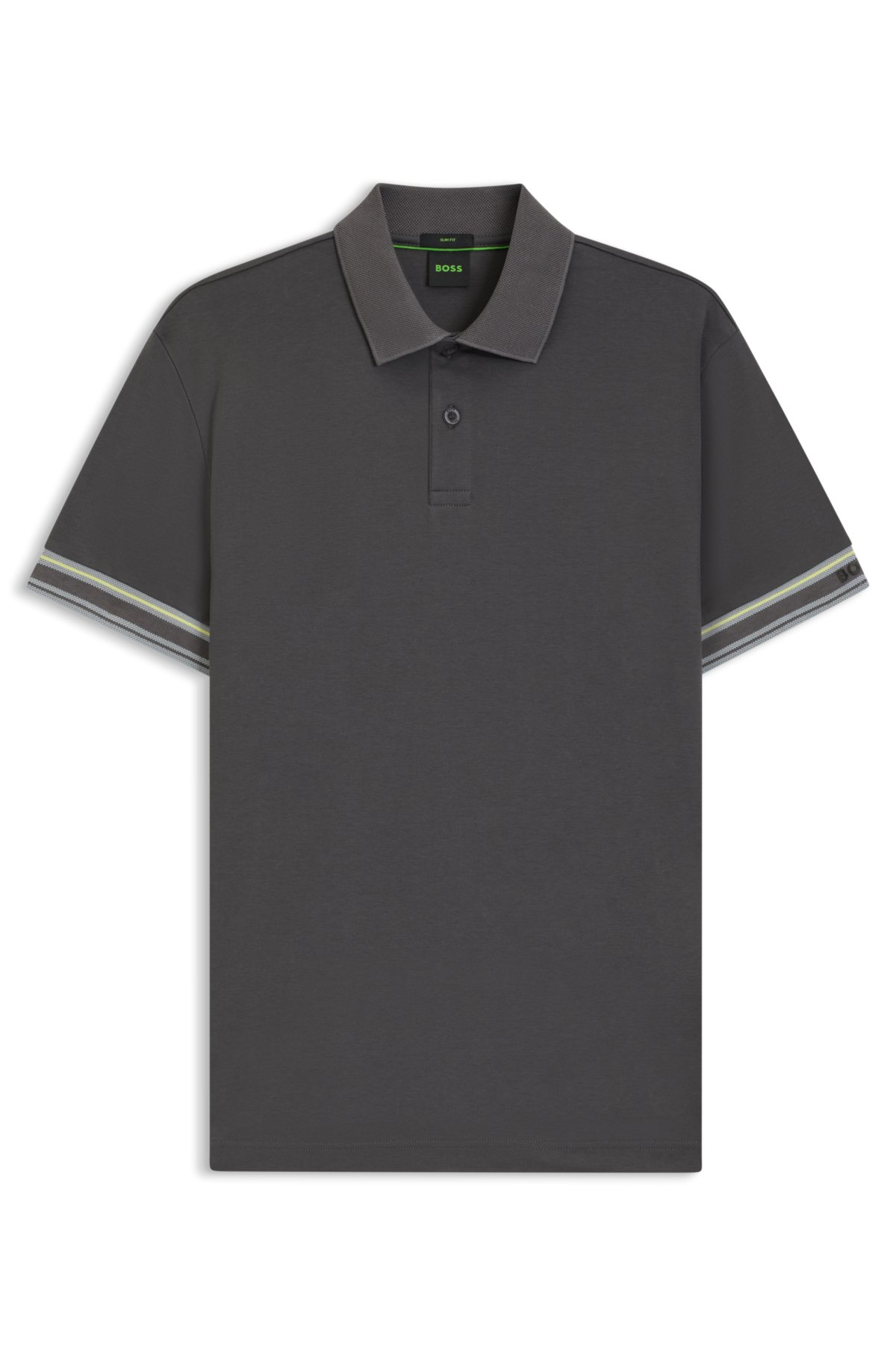 Camisa polo com punhos em listras em algodão interlock