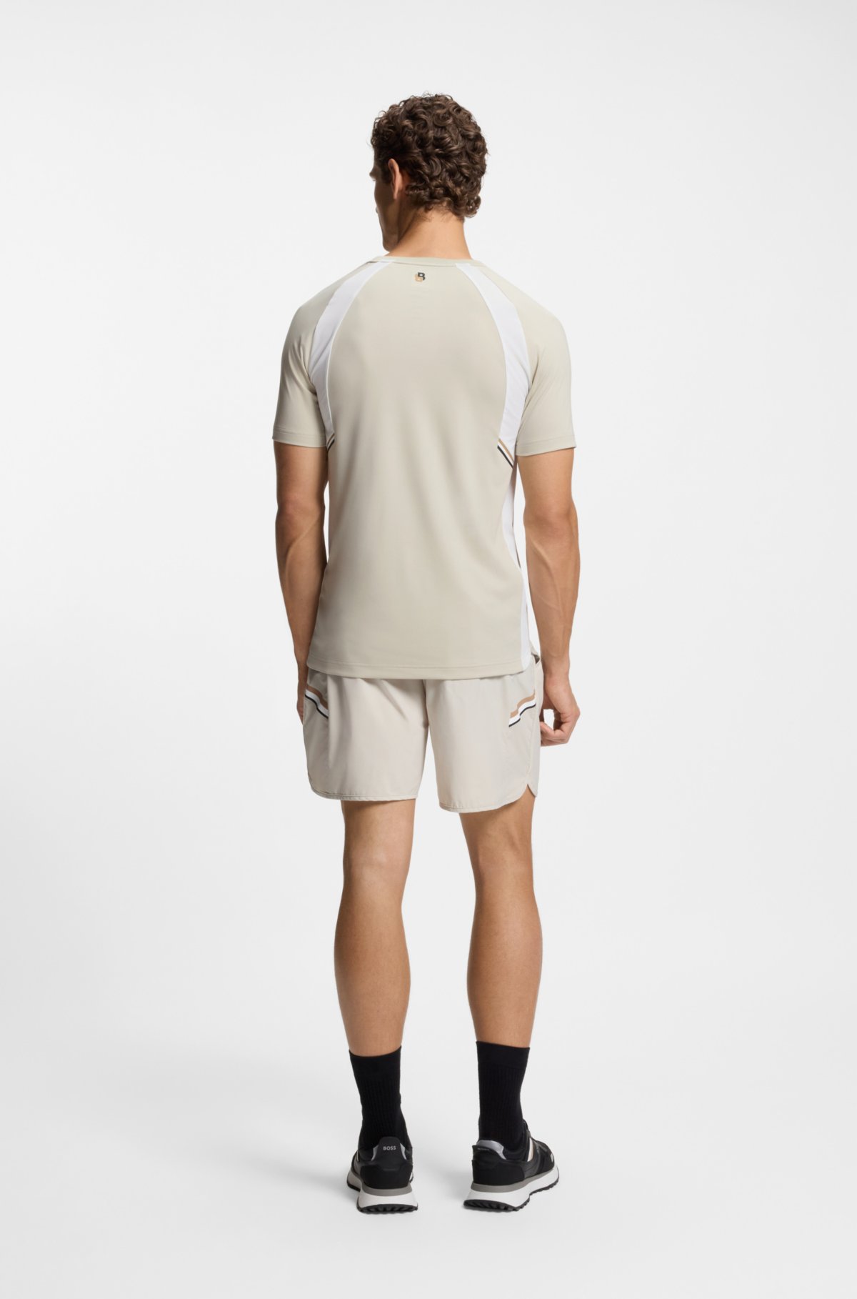 Camiseta masculina slim-fit de secagem rápida com elasticidade em quatro direções