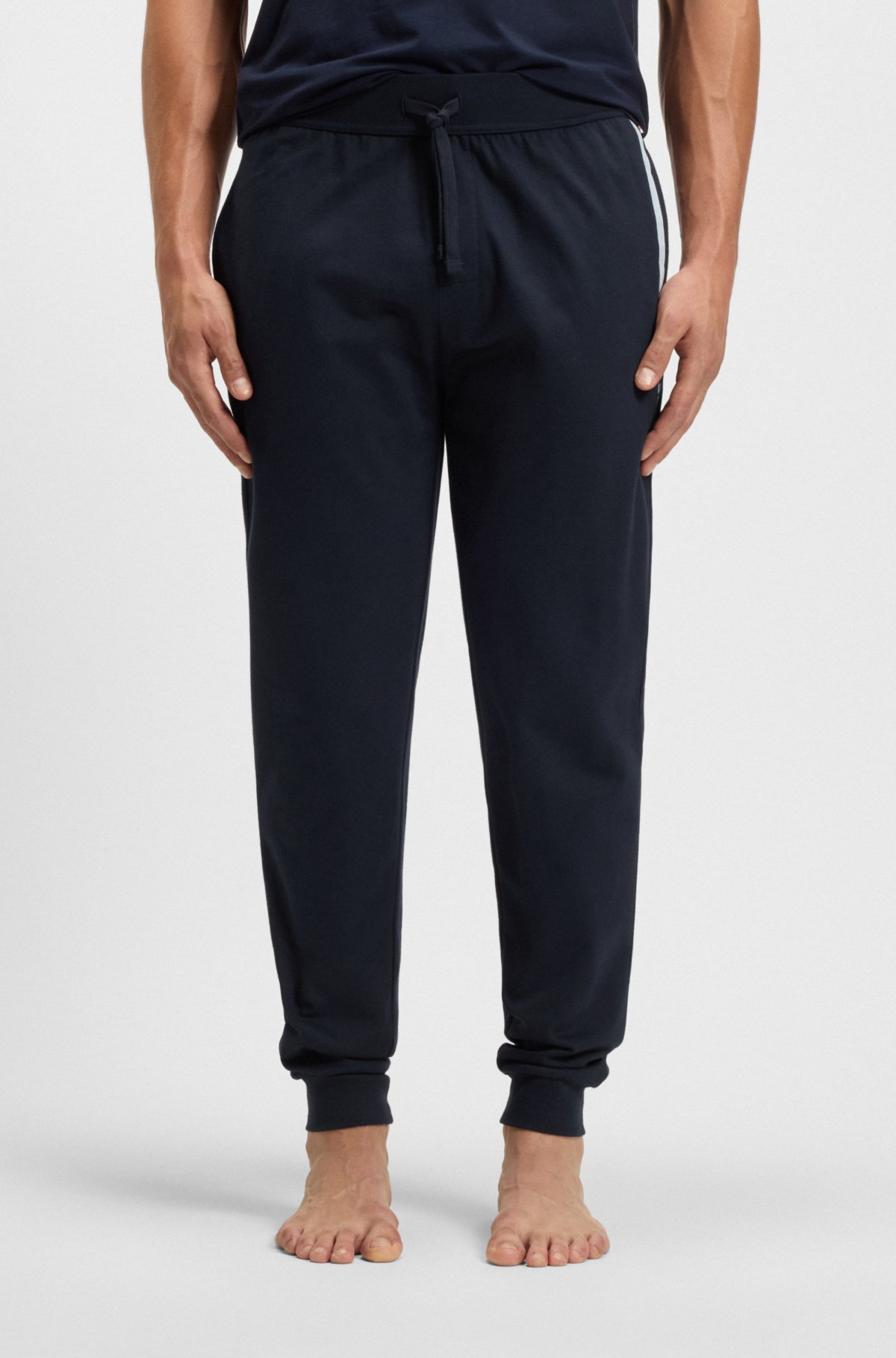 Calças de pijama com estampa de logotipo em terry de algodão