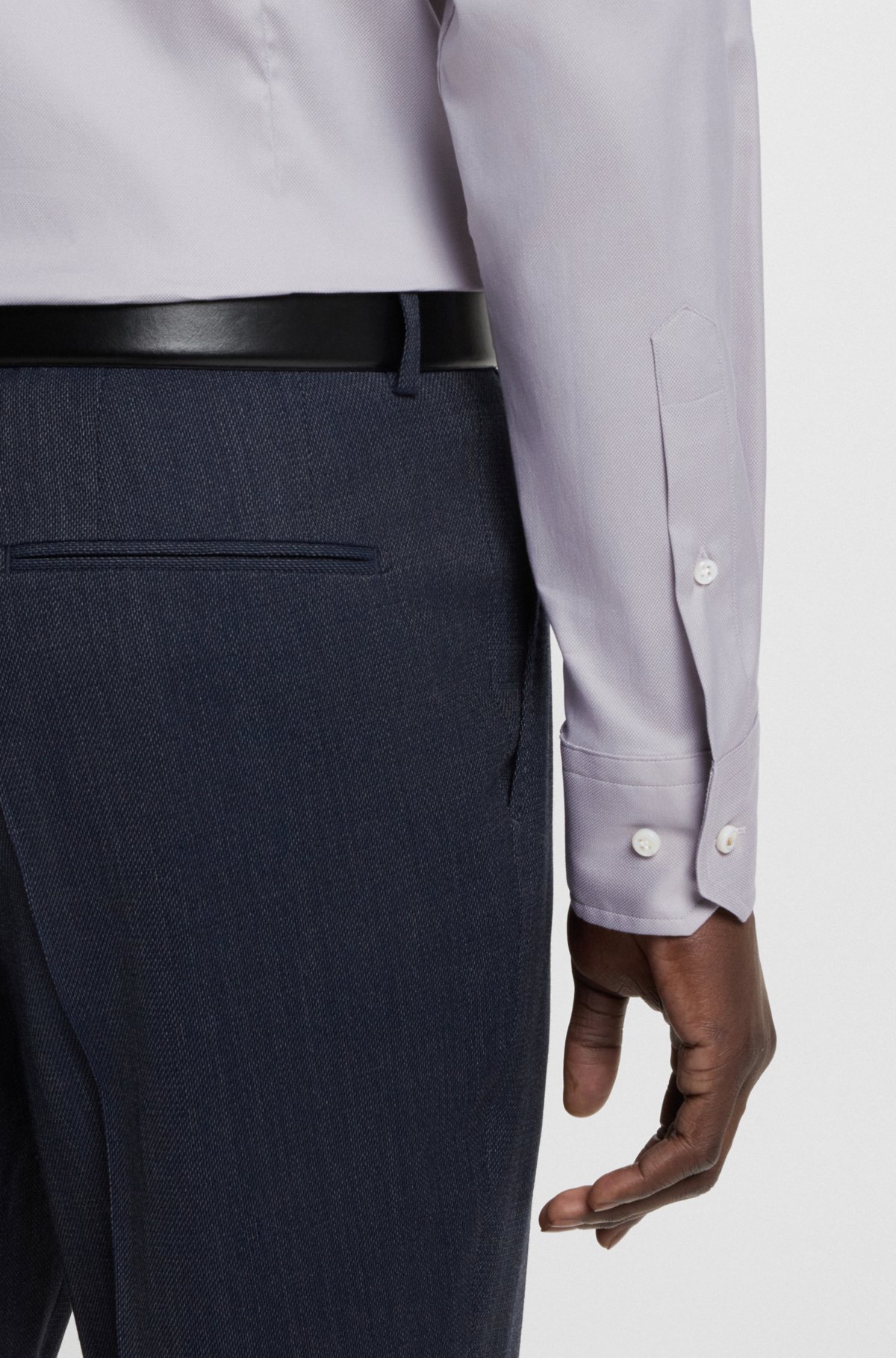 Camisa slim-fit em mistura de algodão italiano