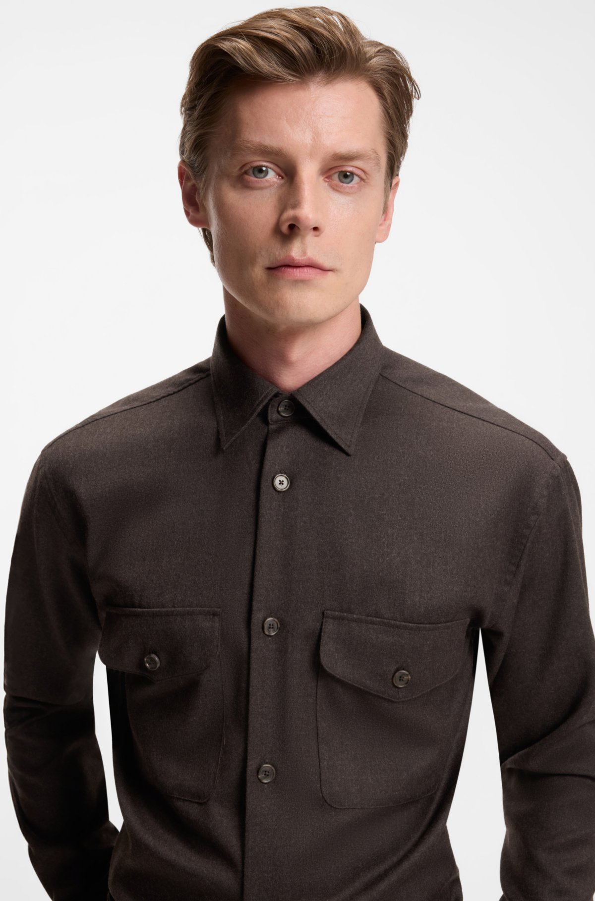 Camisa solta BECKHAM x BOSS em lã virgem