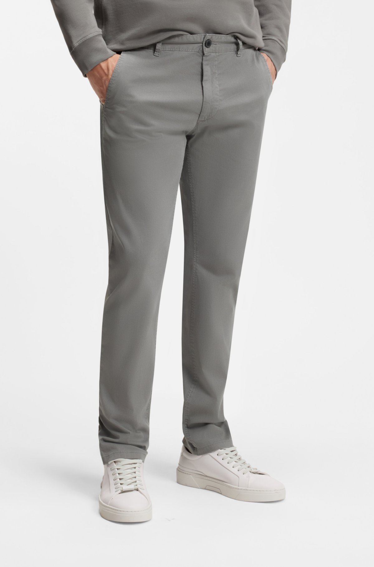 Chinos slim-fit em tecido de algodão elastano estampado