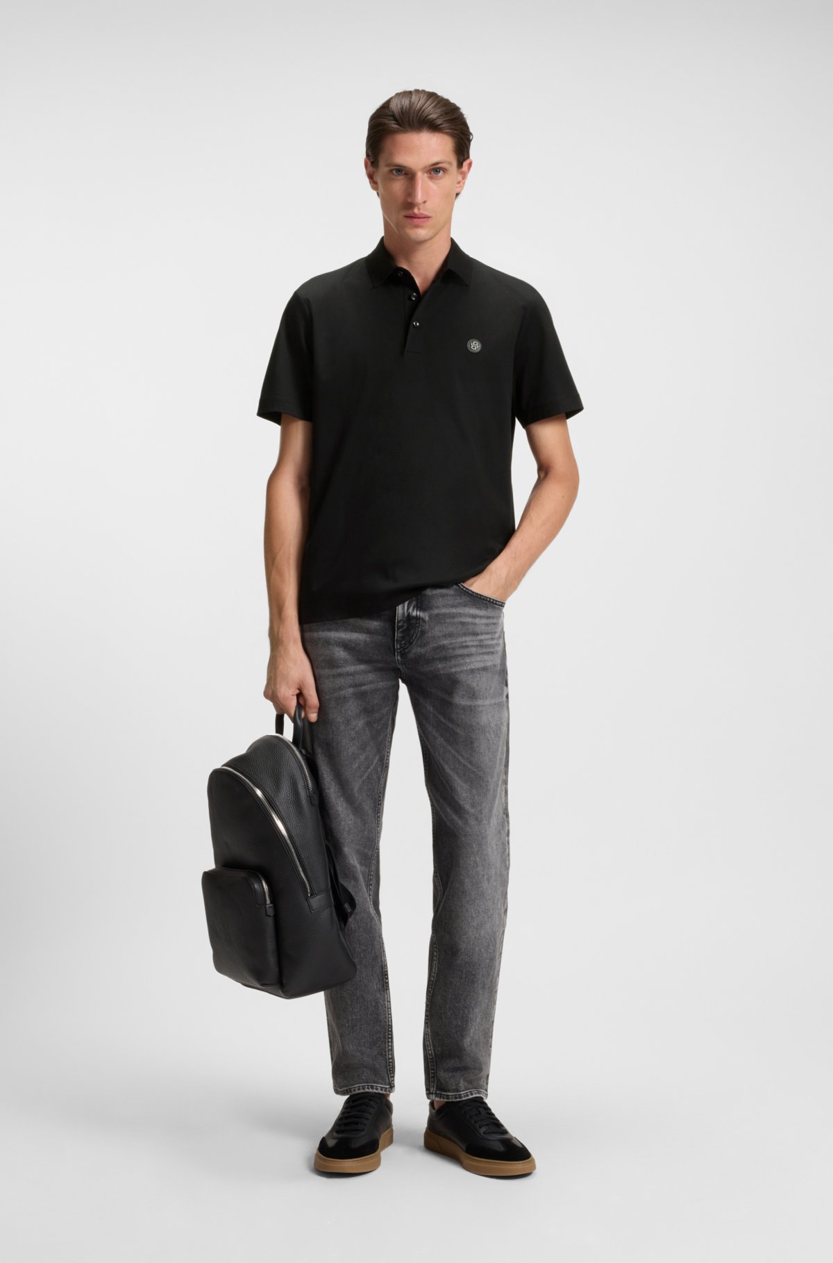 Camisola de polo com monograma duplo em algodão mercerizado
