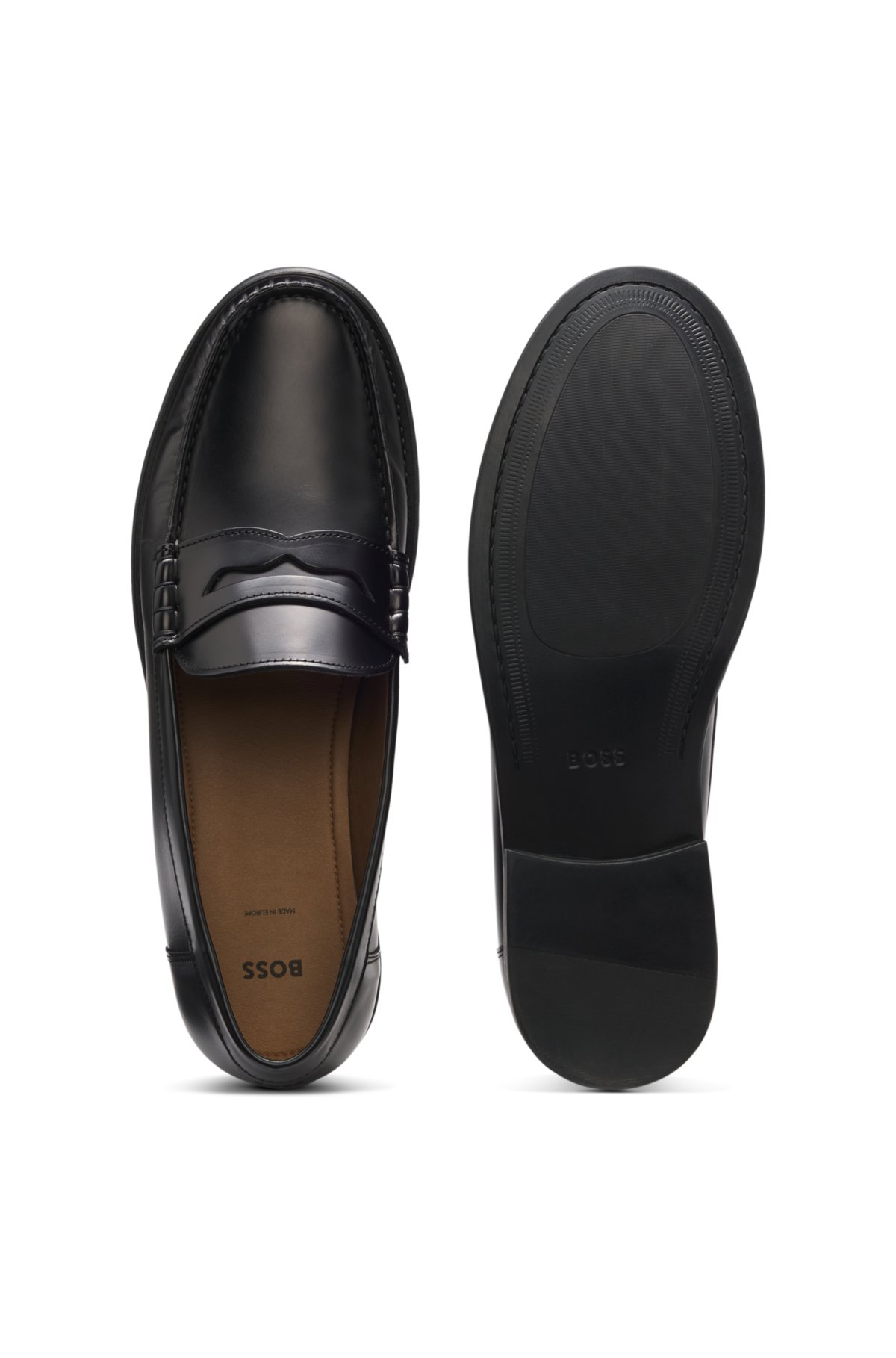 Mocassins de couro com acabamento penny