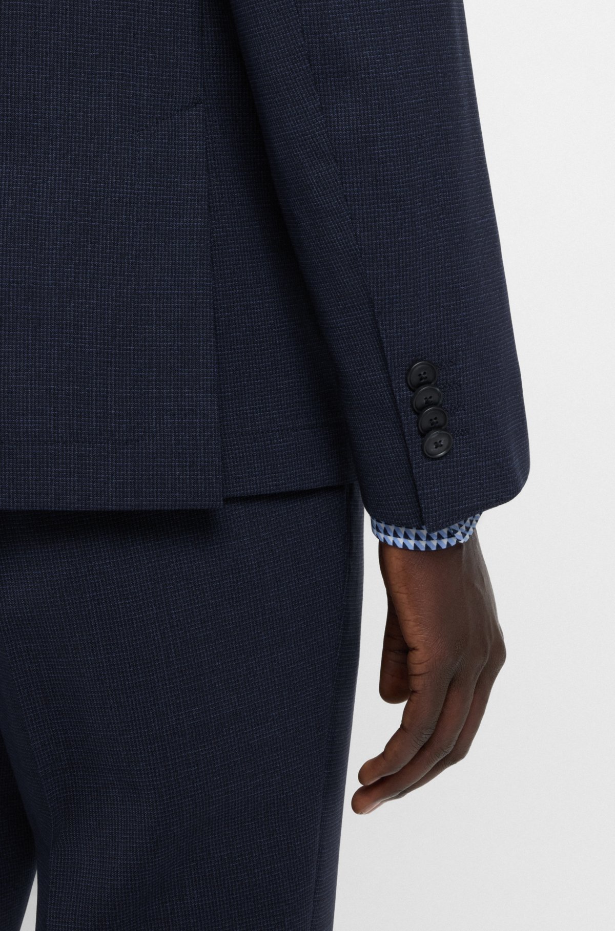 Terno slim-fit com estampa em lã elástica
