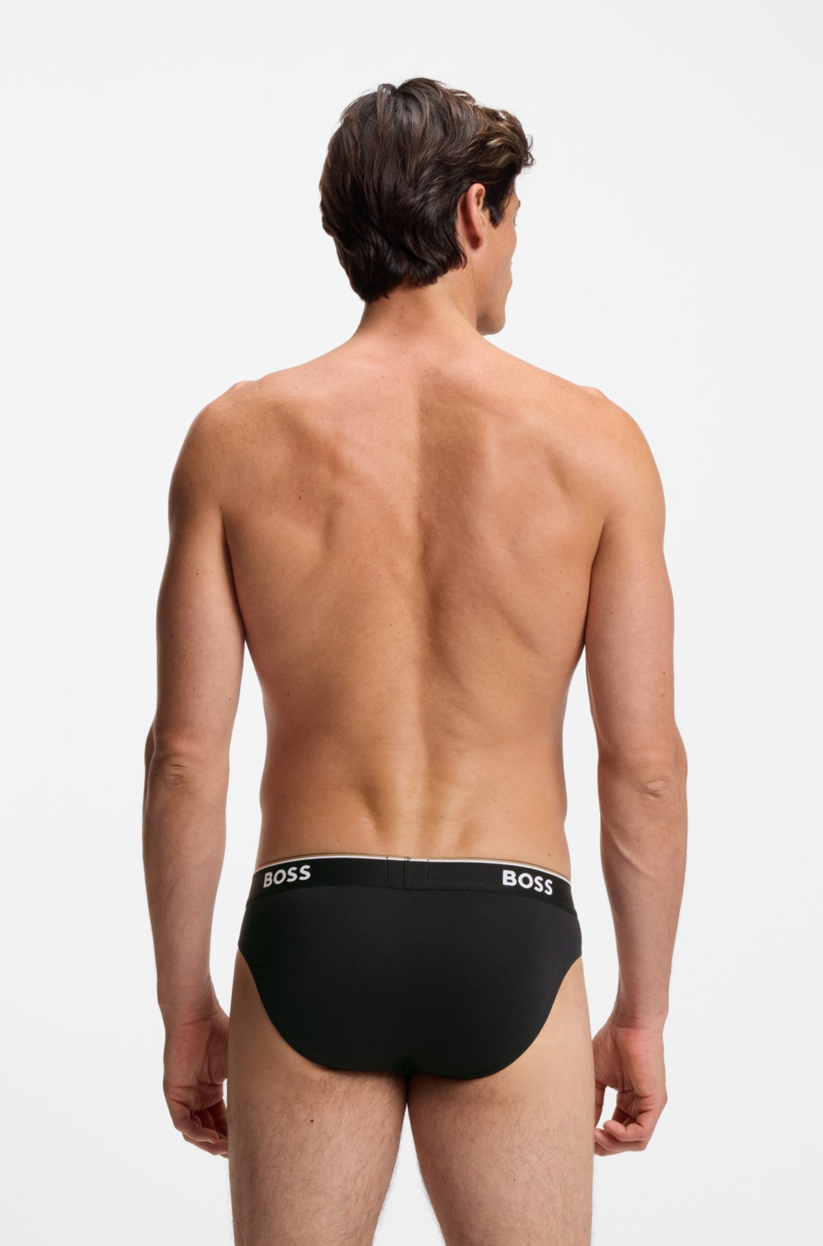 Conjunto de três cuecas com cintura com logotipo em algodão elástico
