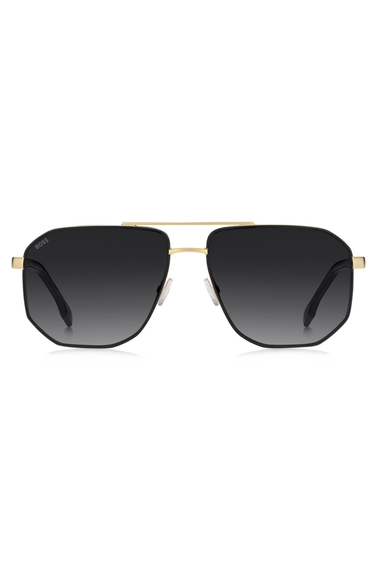Óculos de sol com acabamento dourado e detalhes pretos