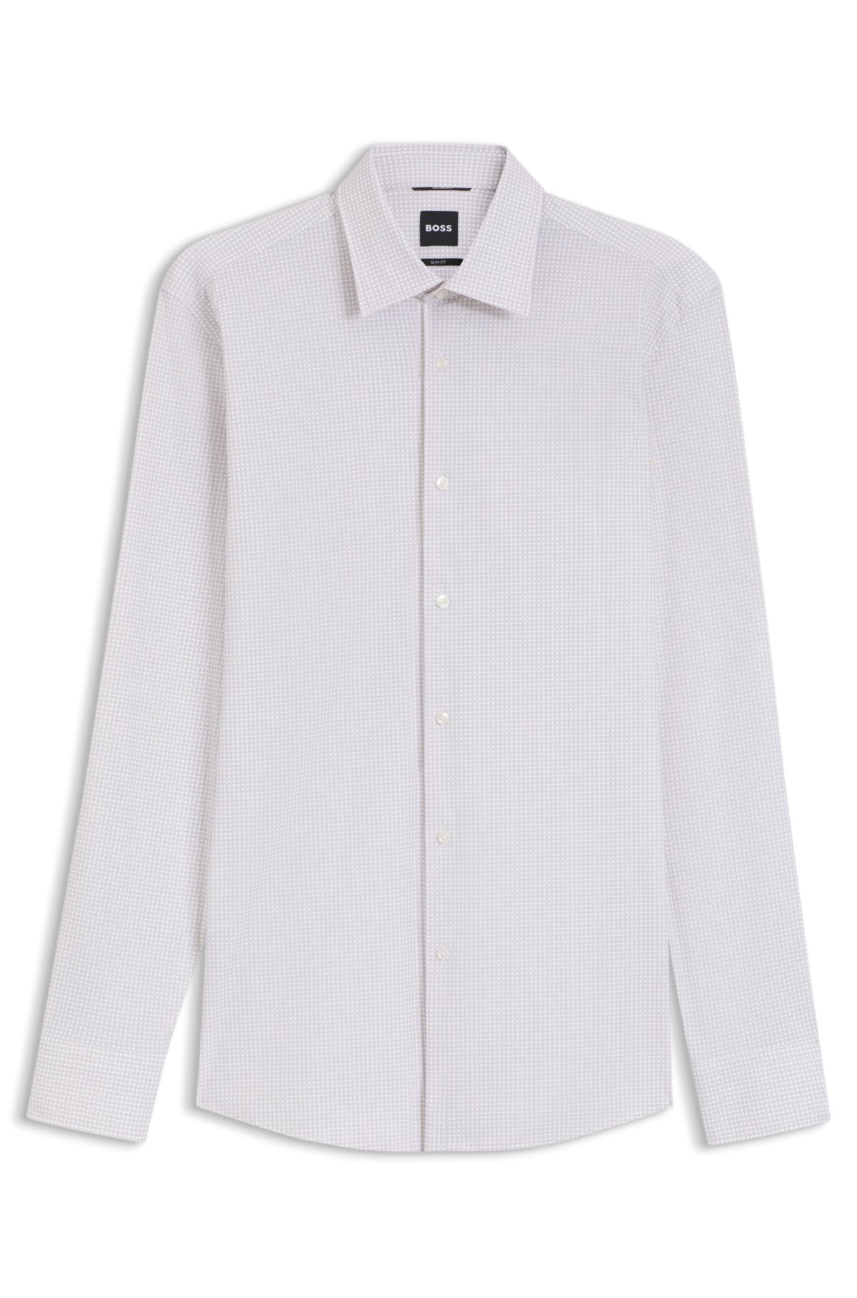 Camisa slim-fit estampada em malha de desempenho com elastano