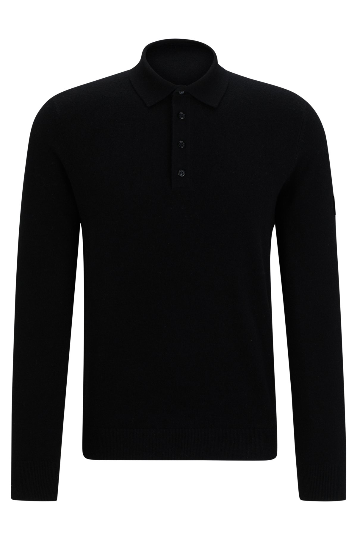 Polo de malha com patch de logotipo equestre em algodão e cashmere
