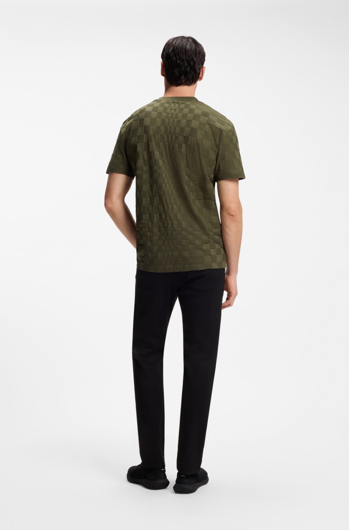 Camiseta masculina solta em malha de algodão com estampa jacquard Porsche x BOSS