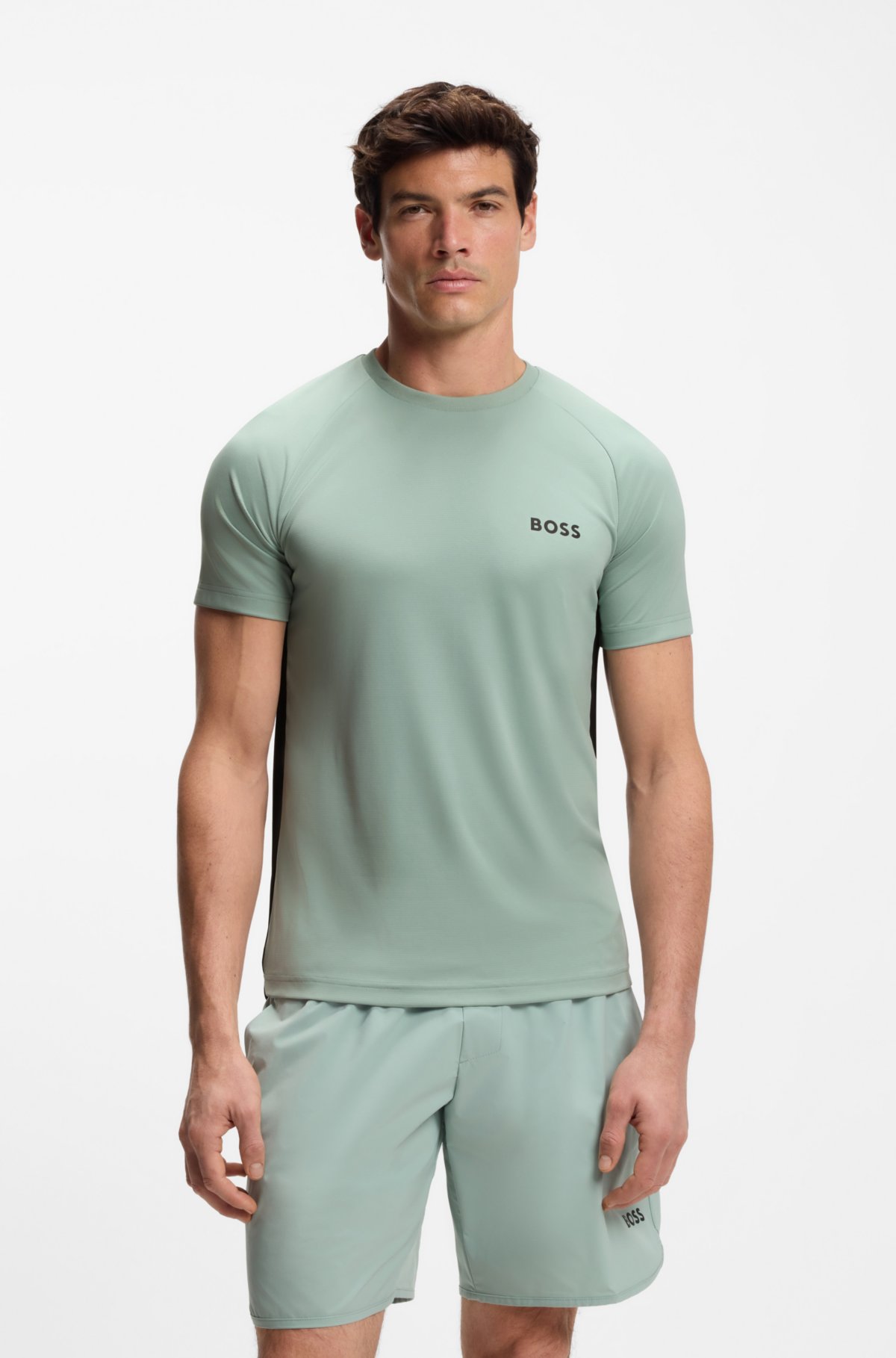 Camiseta slim-fit de secagem rápida com elasticidade em quatro direções