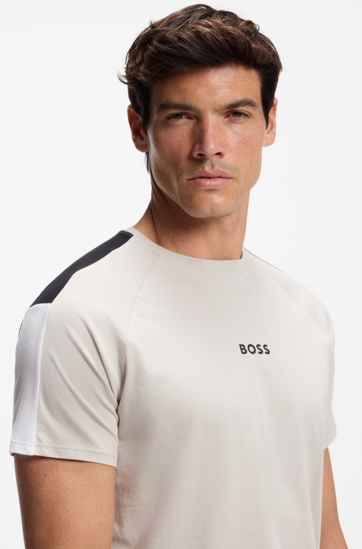 Camisola de pijama em algodão com bloqueio de cor