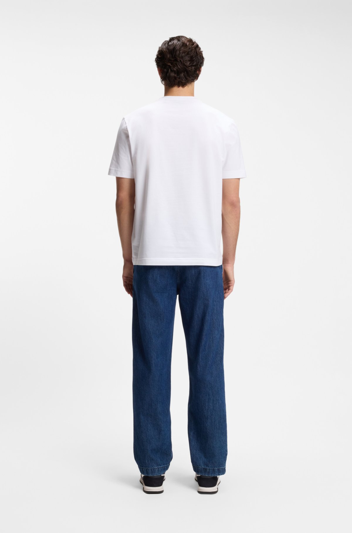 Camiseta de algodão com elastano e logotipo contrastante
