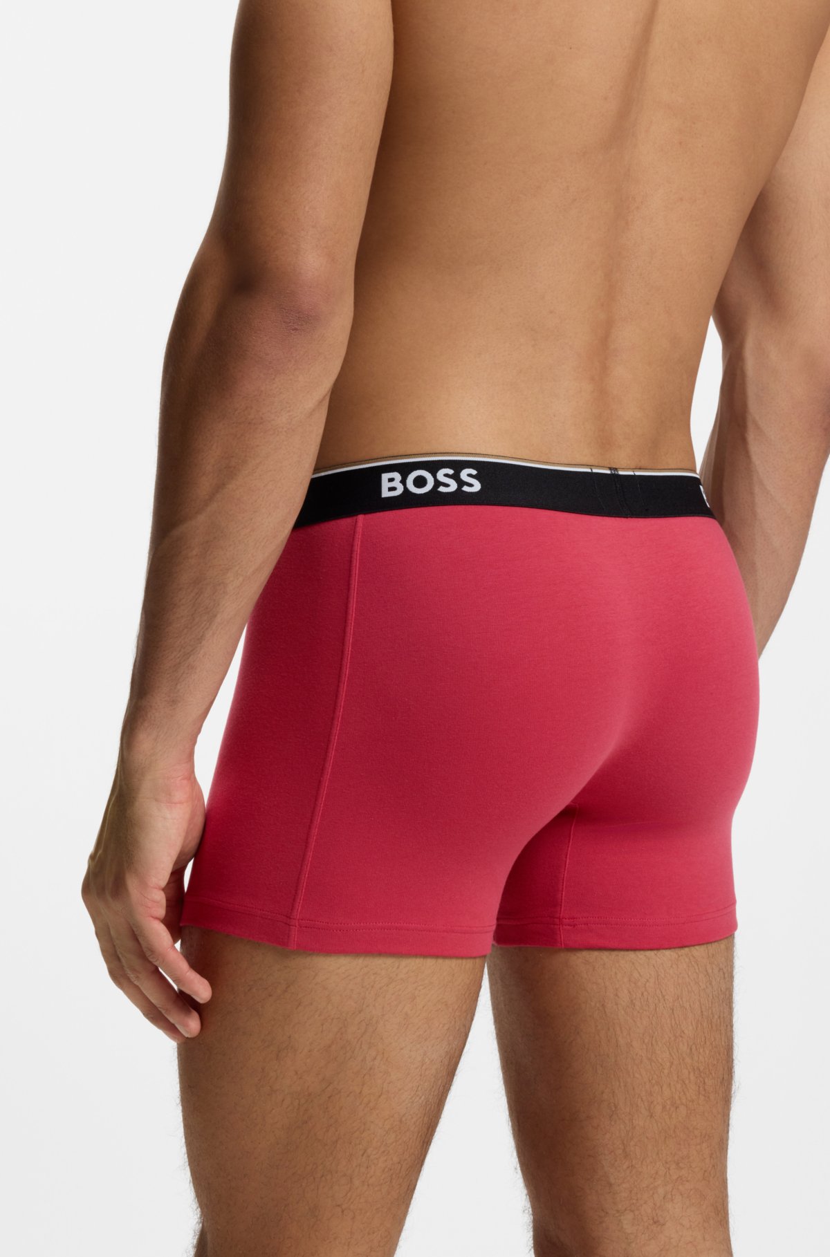 Conjunto de três cuecas boxer com cintura com logotipo