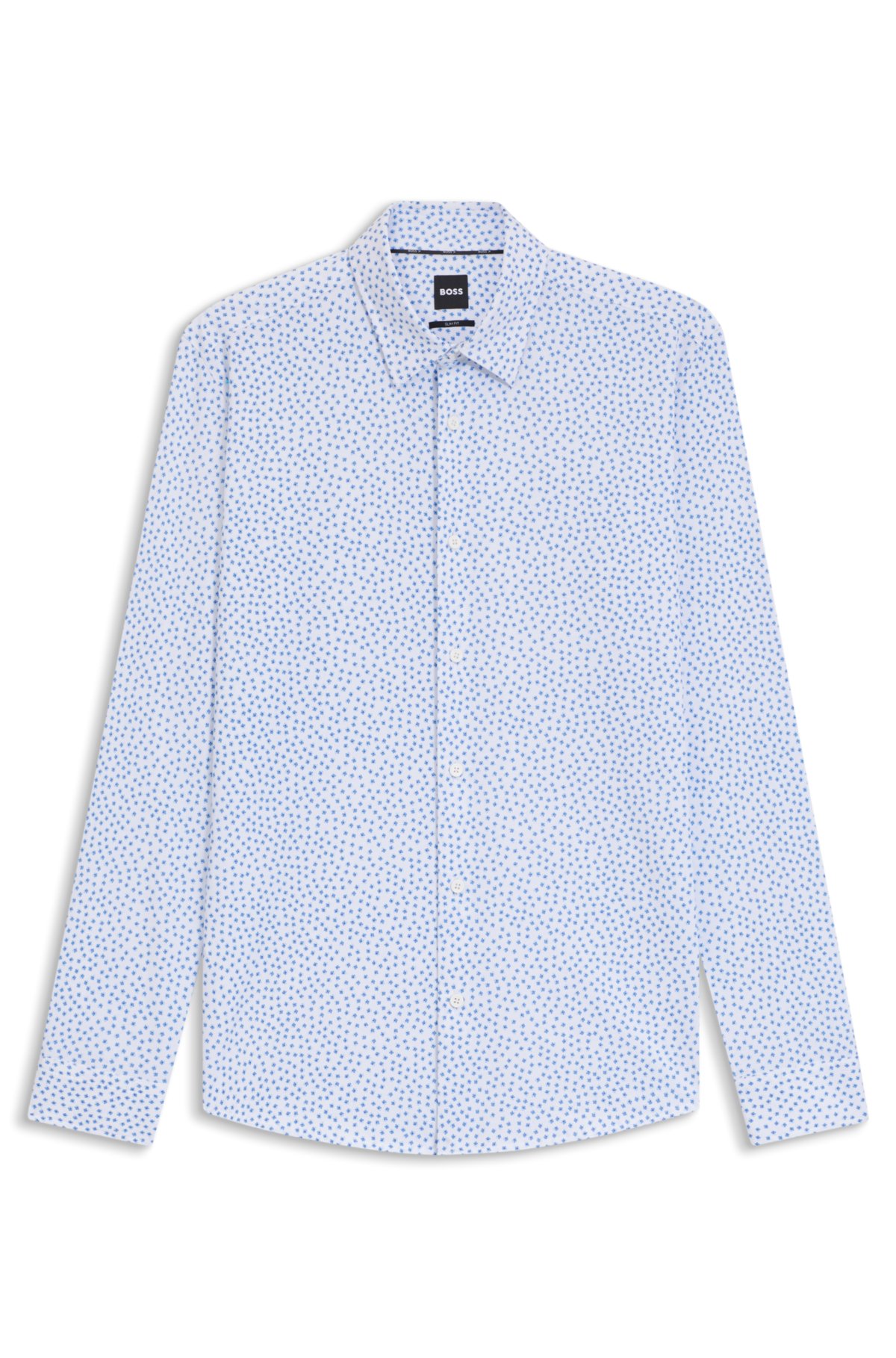 Camisa slim-fit estampada em mistura de algodão
