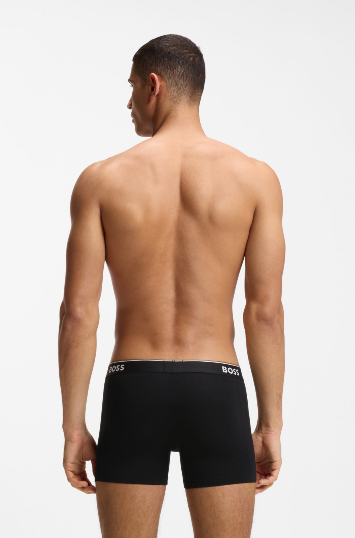 Conjunto de três cuecas boxer com cós com logotipo em algodão elástico