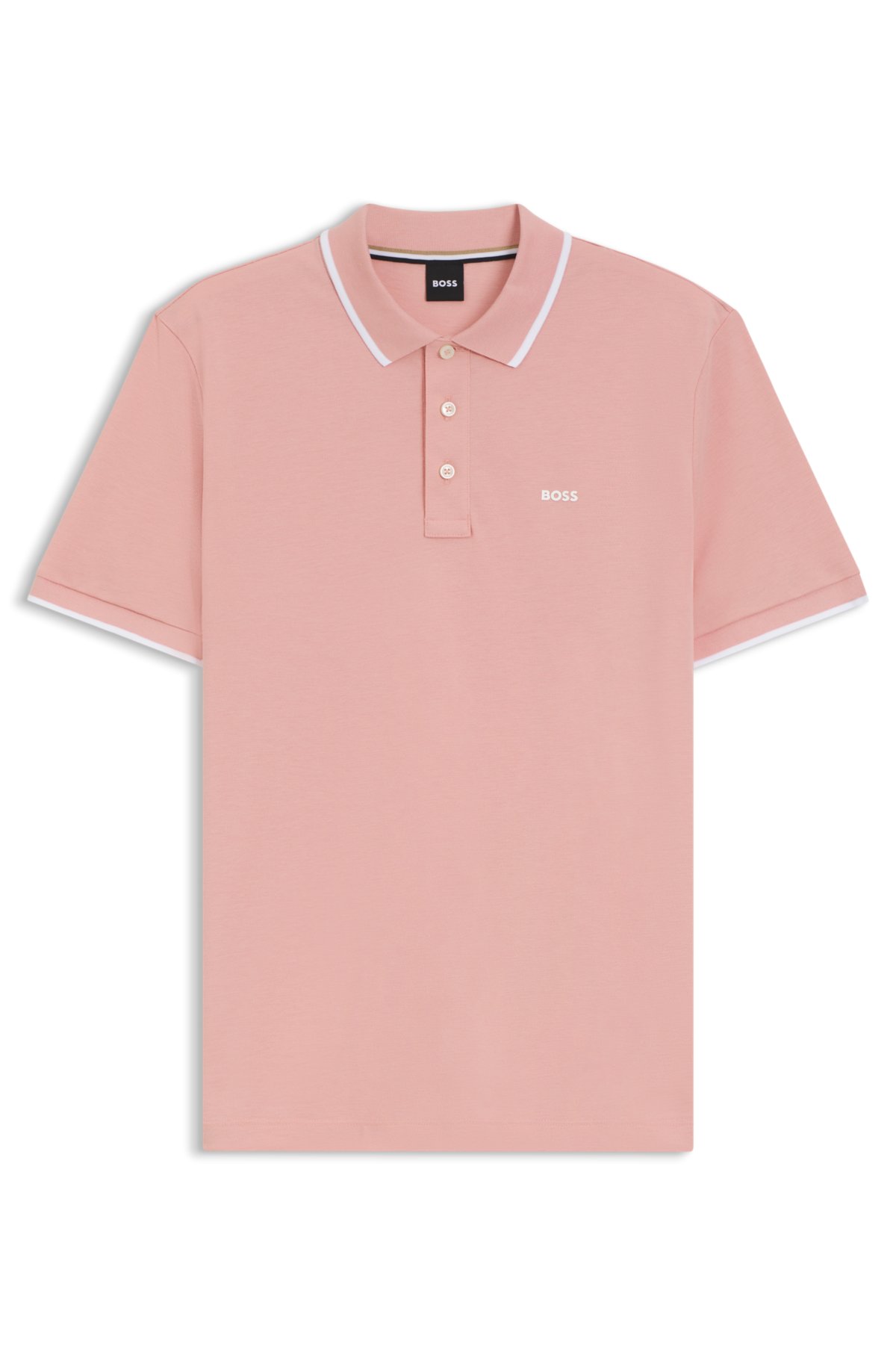 Camiseta polo de piqué de algodão com bainha contrastante
