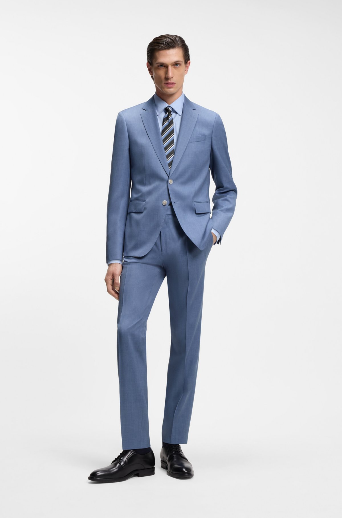 Jaqueta slim-fit em tecido de lã virgem