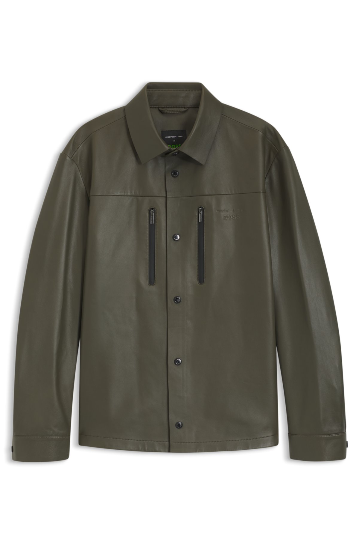 Camisa regular-fit Porsche x BOSS em couro napa