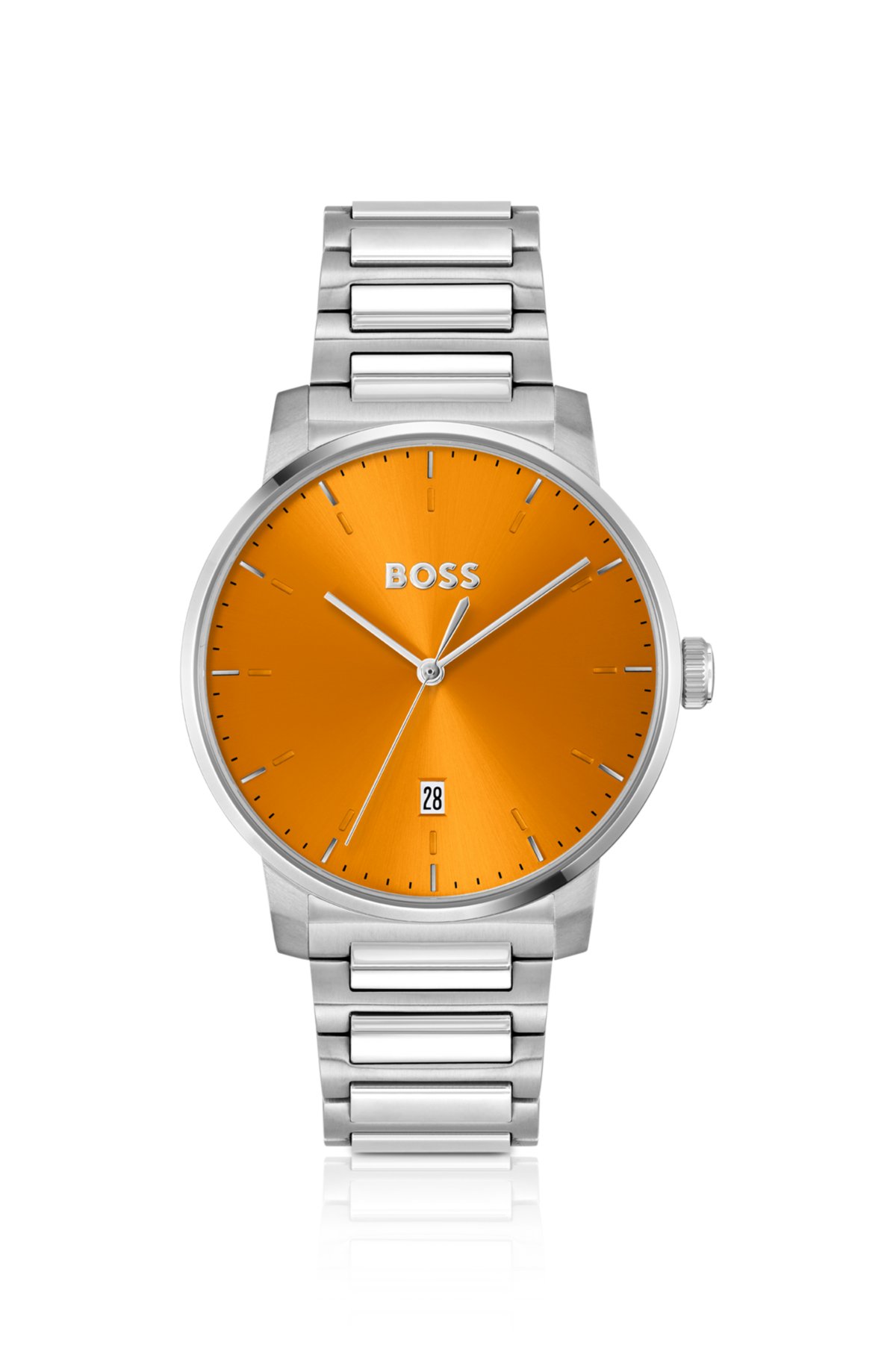 Relógio H-link-bracelet com mostrador em laranja escovado