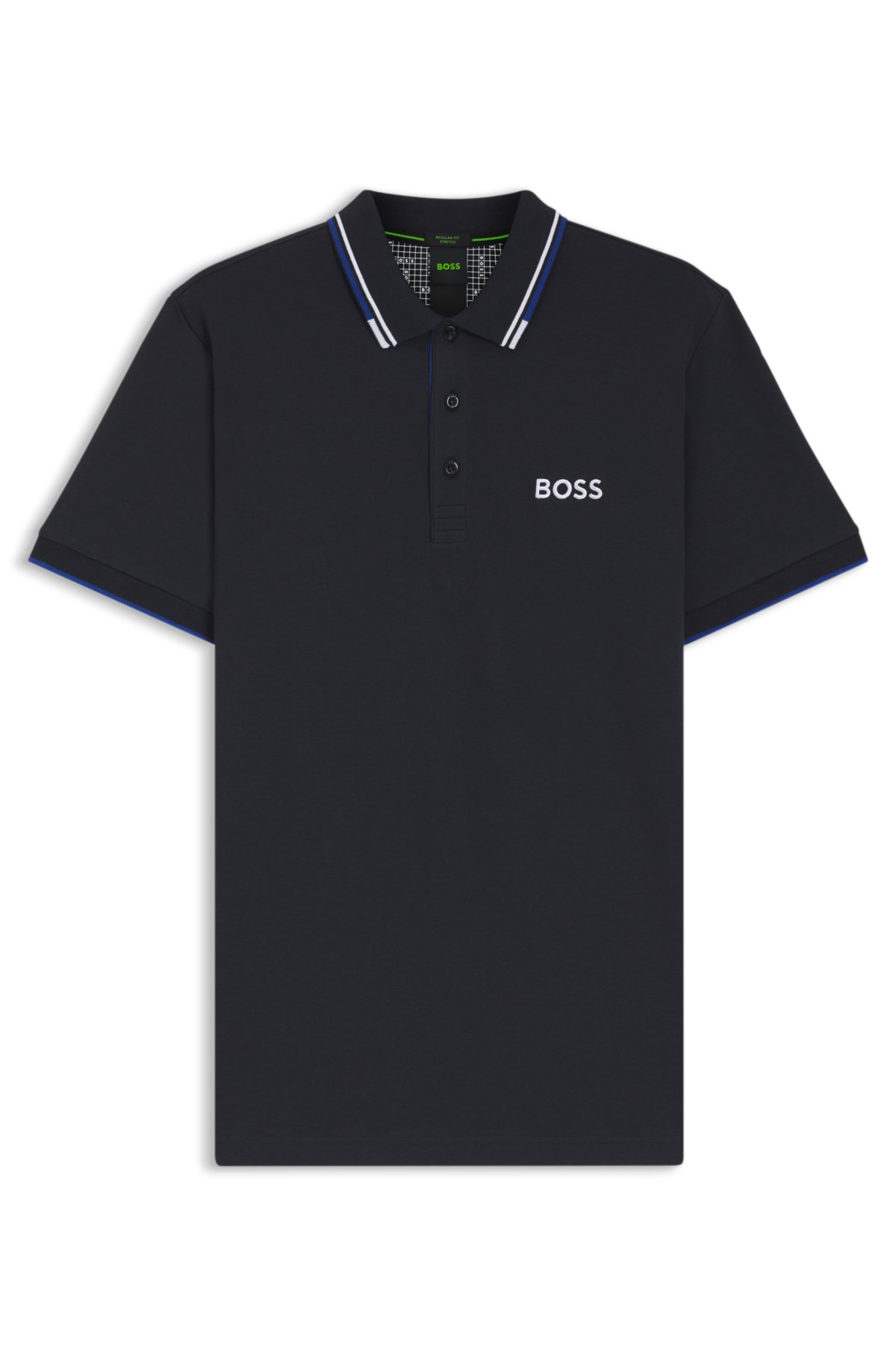 Camisola masculina de piqué elástico e de secagem rápida, modelo regular