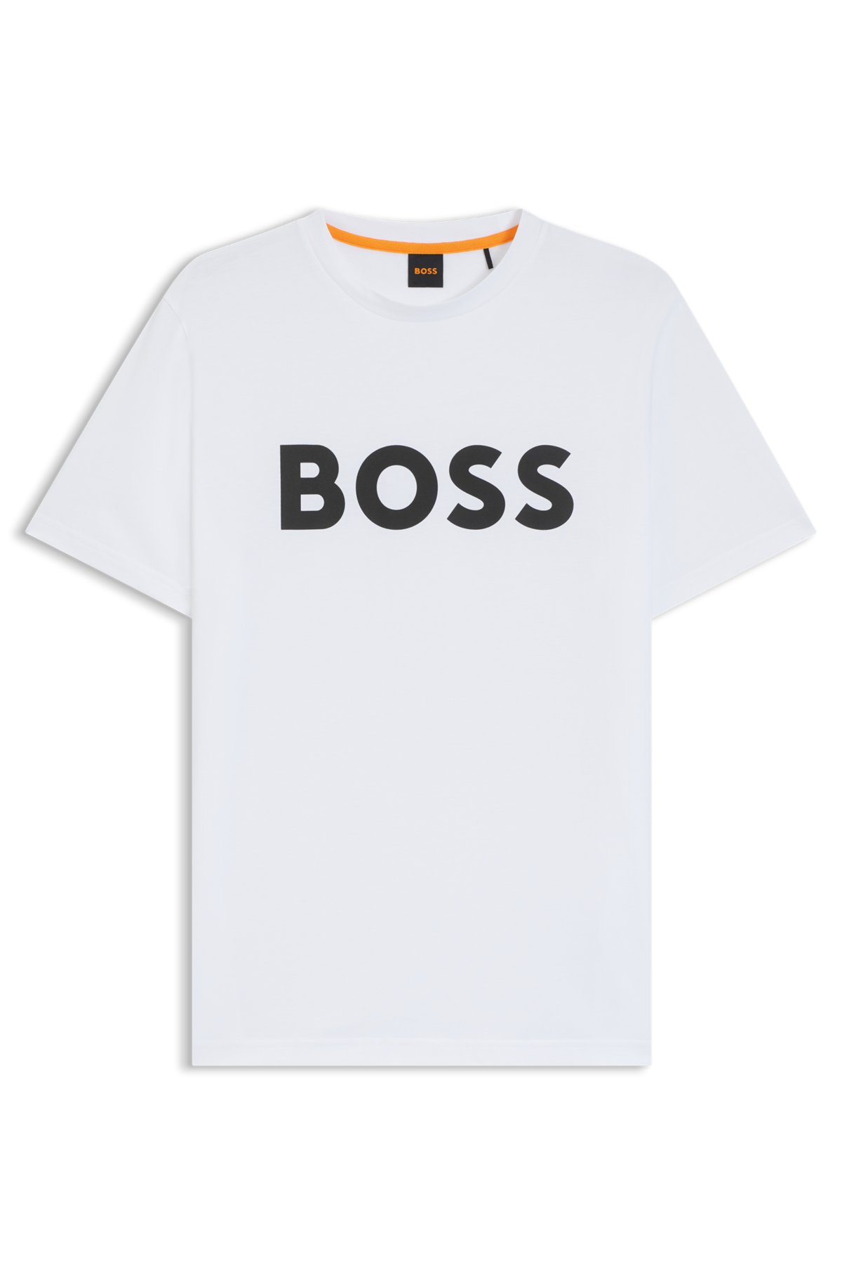 Camiseta de malha de algodão com estampa grande do logotipo