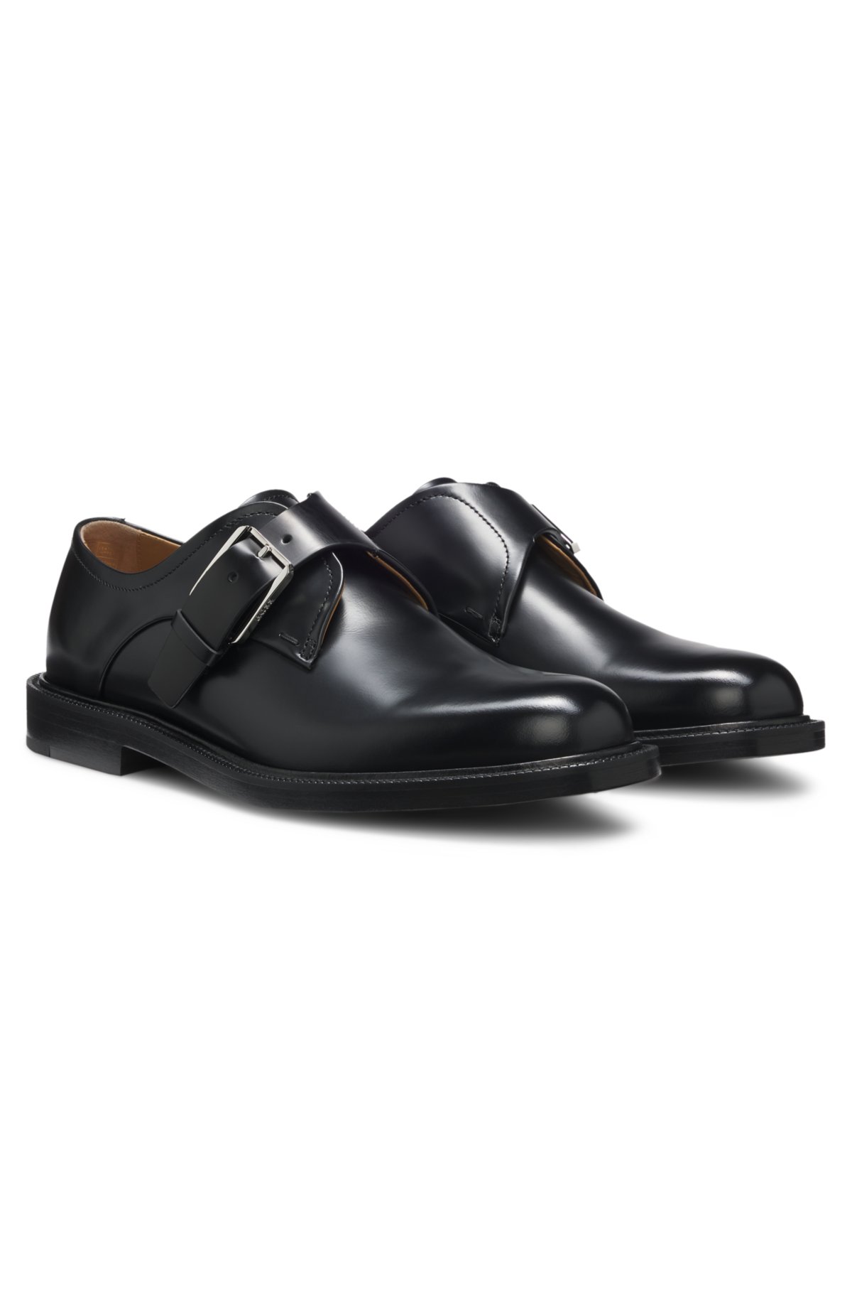Sapatos monk de passarela em couro italiano