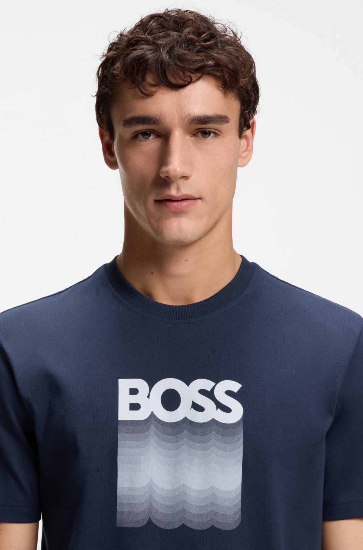 Camiseta regular de malha de algodão