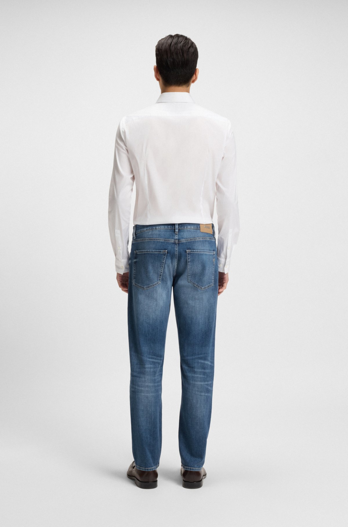 Calças jeans masculinas Maine blue, corte regular em denim com elastano confortável