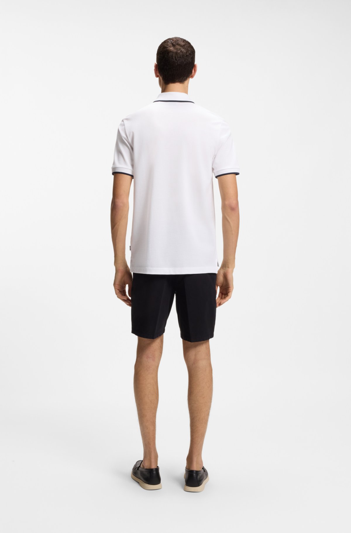 Camiseta polo de piqué de algodão com bainha contrastante