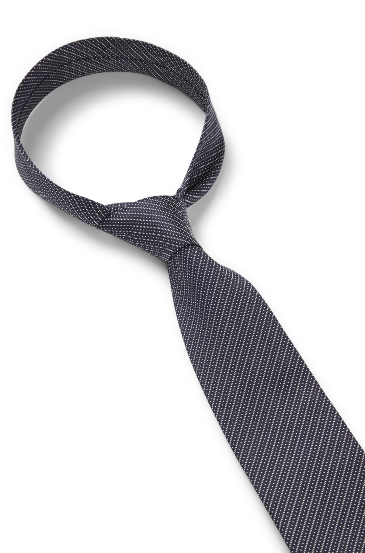 Gravata com listras diagonais em jacquard de seda italiana