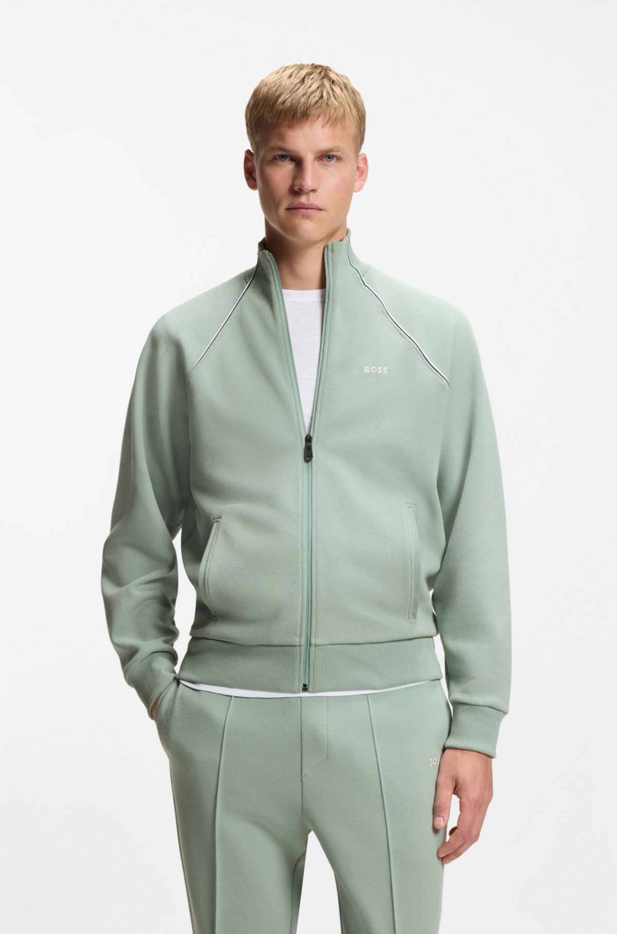 Sweatshirt com contraste de costura em mistura de algodão