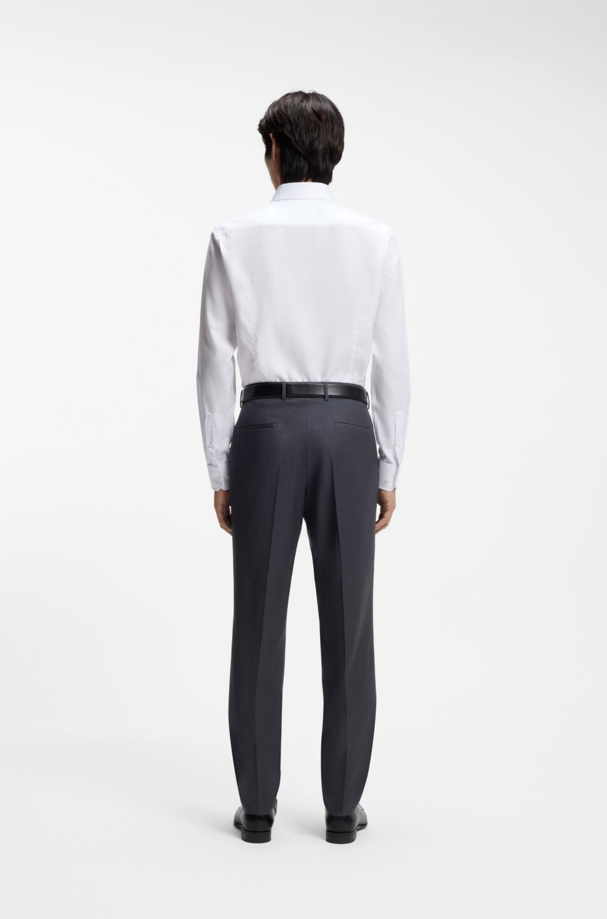 Camisa slim-fit resistente a rugas em mistura de algodão