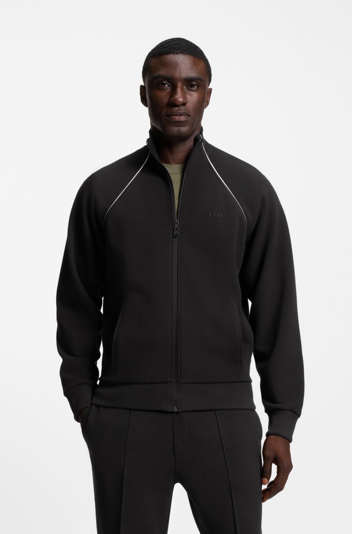Sweatshirt com costura contrastante em mistura de algodão