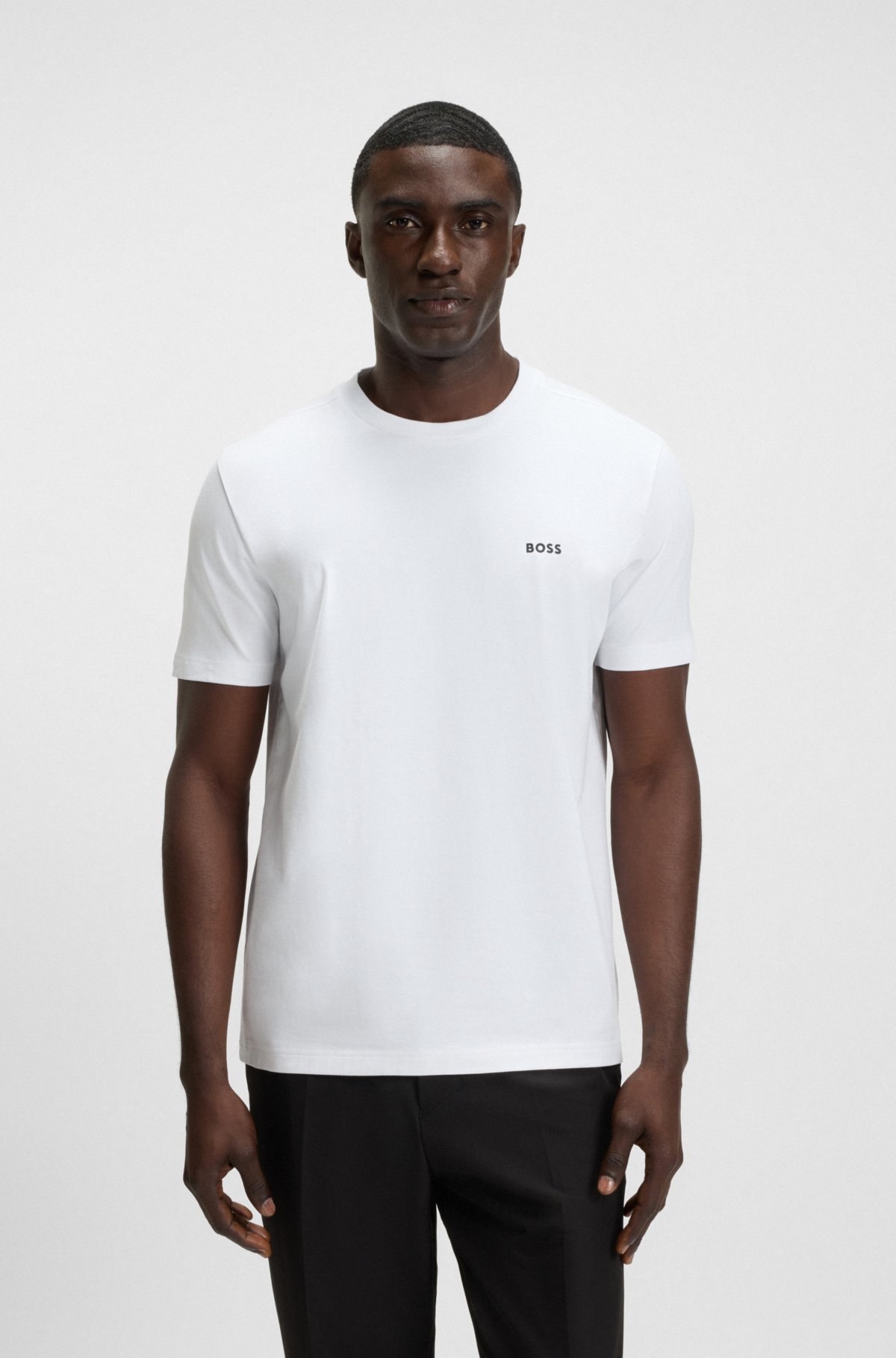 Camiseta de algodão com elastano com detalhe de logotipo