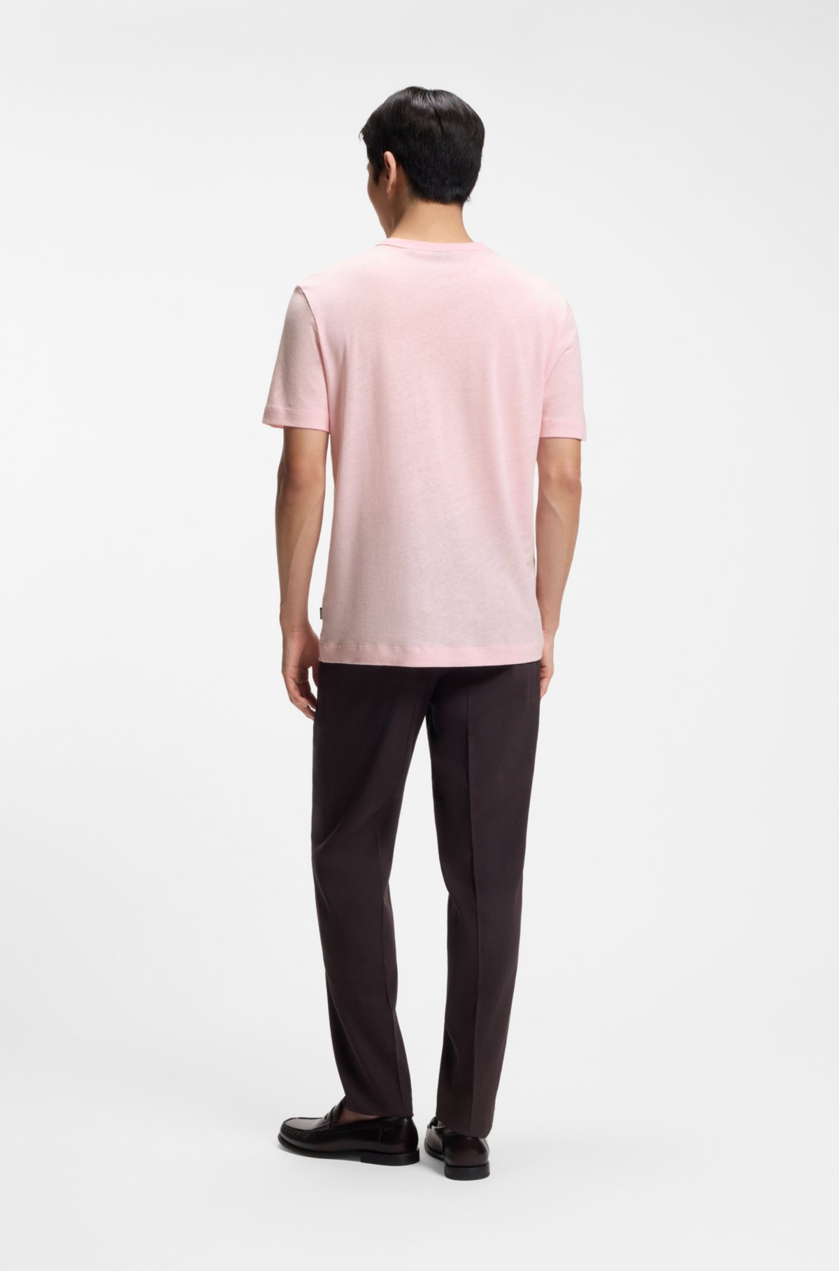 Camiseta de algodão e linho com corte regular