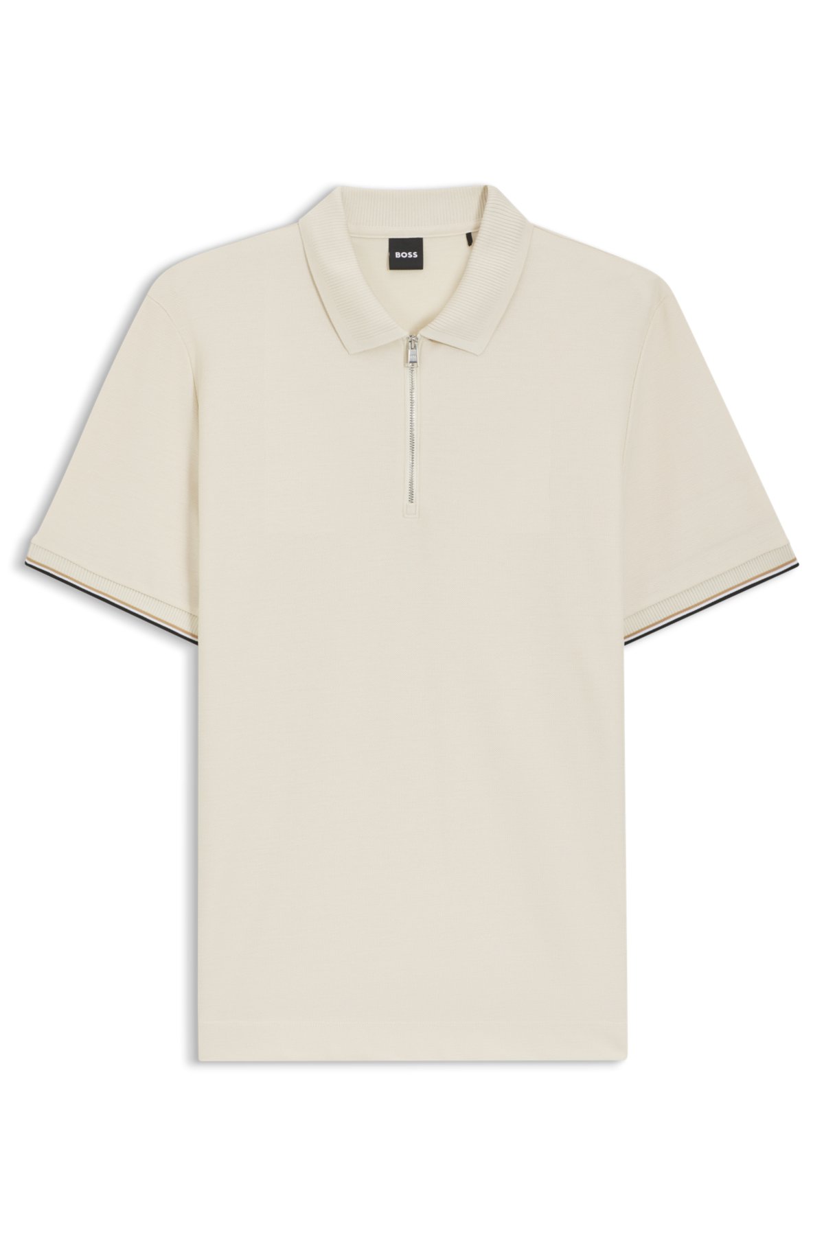 Camiseta polo de piqué de algodão com gola em zíper