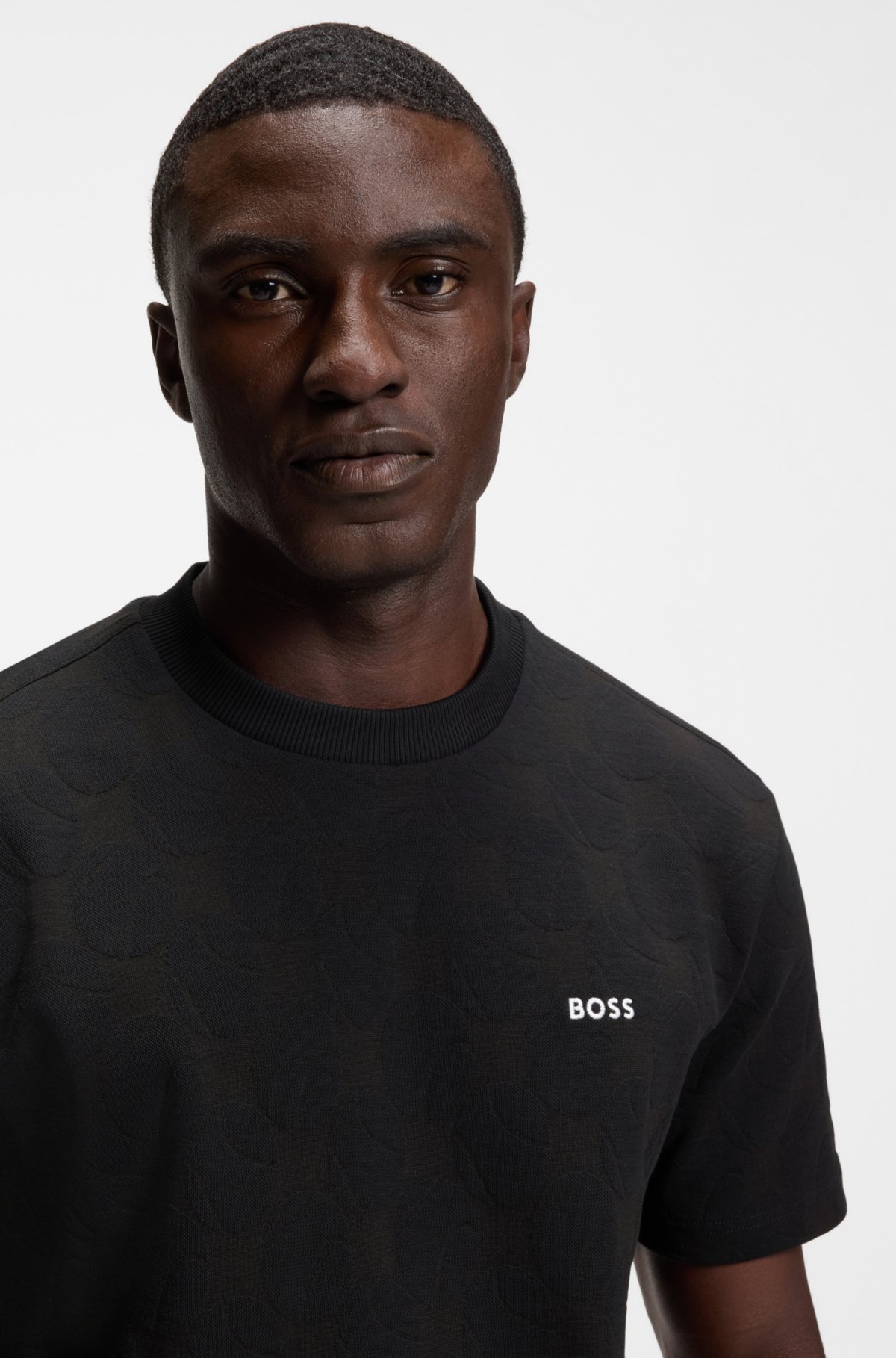 Camiseta de algodão com jacquard em formato de bola de tênis